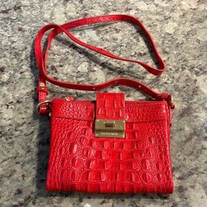 Brahmin Red Croc-Embossed Crossbody Bag